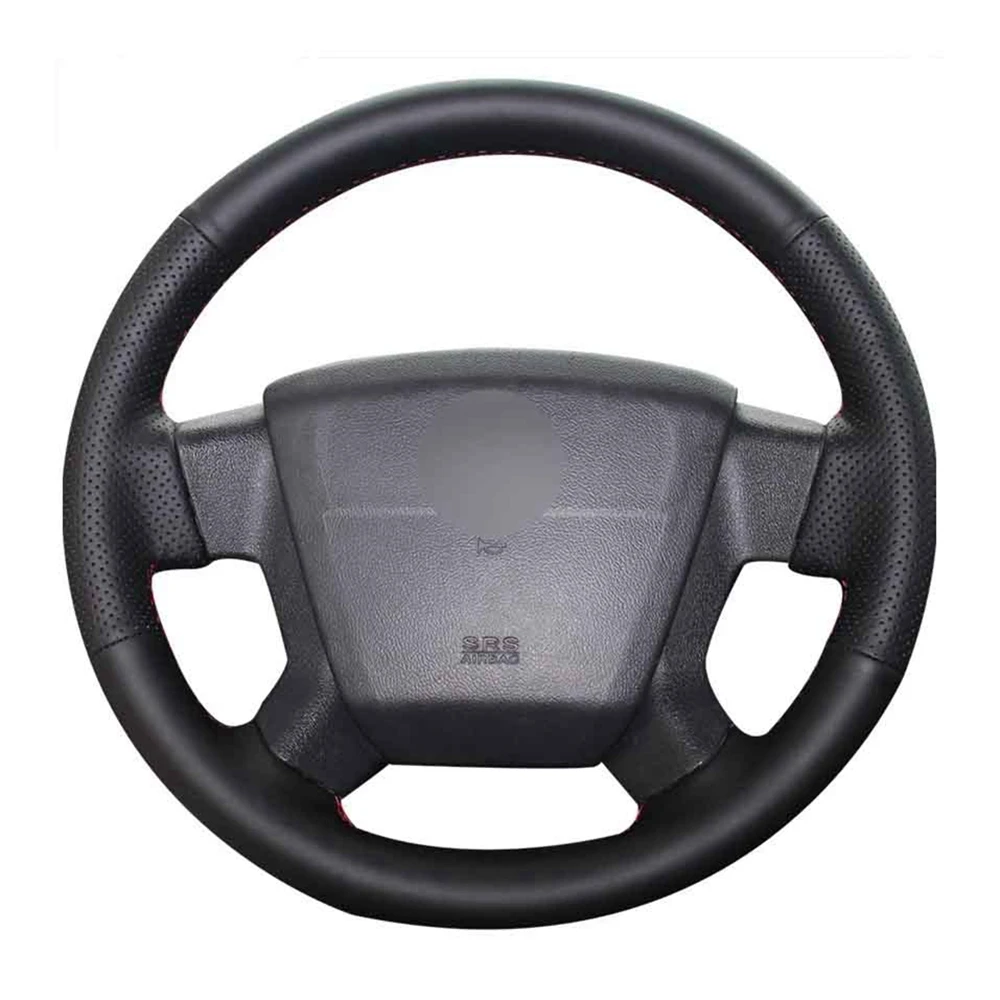 

Car Steering Wheel Cover Hand-Stitched Non-slip Black Genuine Leather For Jeep Compass 2006-2010 Old Patriot 2007-2010
