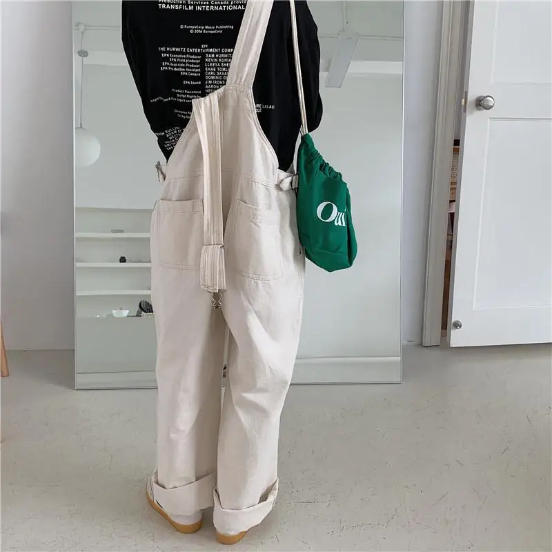 Women Cargo Jumpsuits Full Length Harajuku Loose Students All-match Preppy Chic High Waist Leisure Pockets Overalls Fashionable |