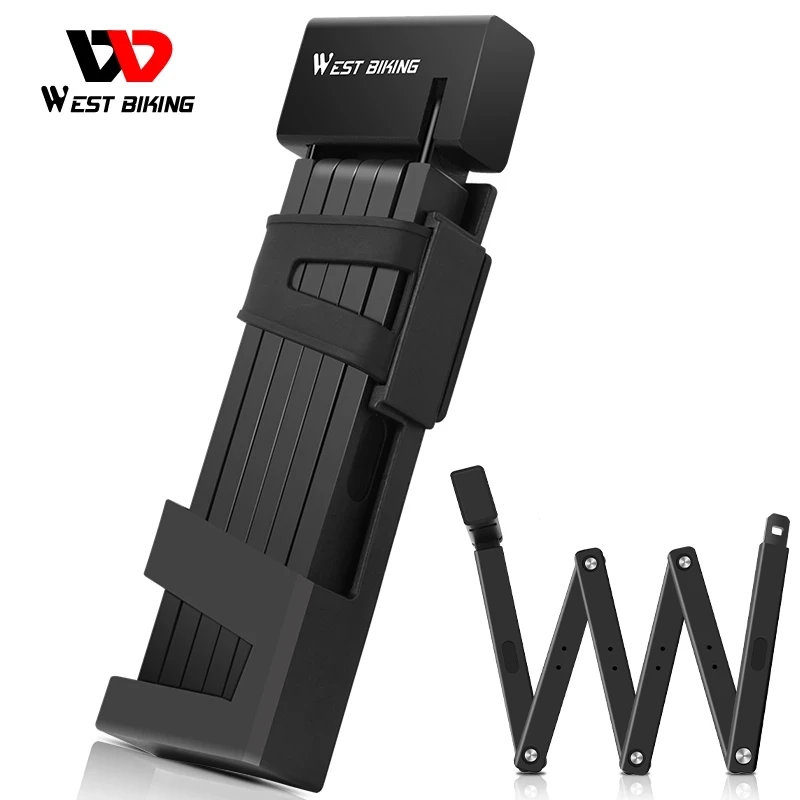 

WEST BIKING Foldable Bike Lock Strong Security Anti-theft Cycling Lock MTB Bicycle Accessories Steel Alloy Scooter E Bike Lock