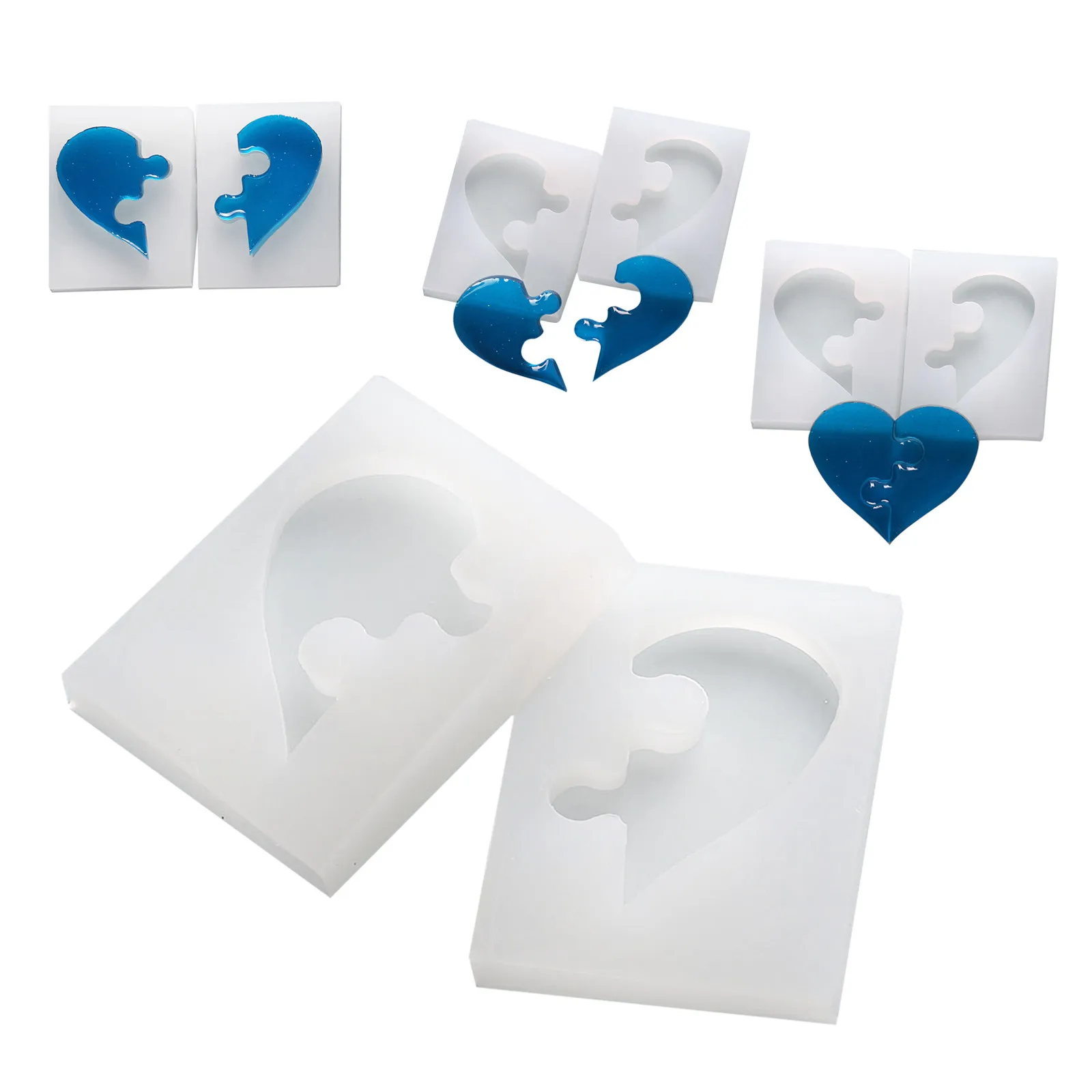 

Puzzle Heart Shape Silicone Mold Casting Love Epoxy Resin Mould For DIY Polymer Clay Jewelry Pendant Beading Decorating