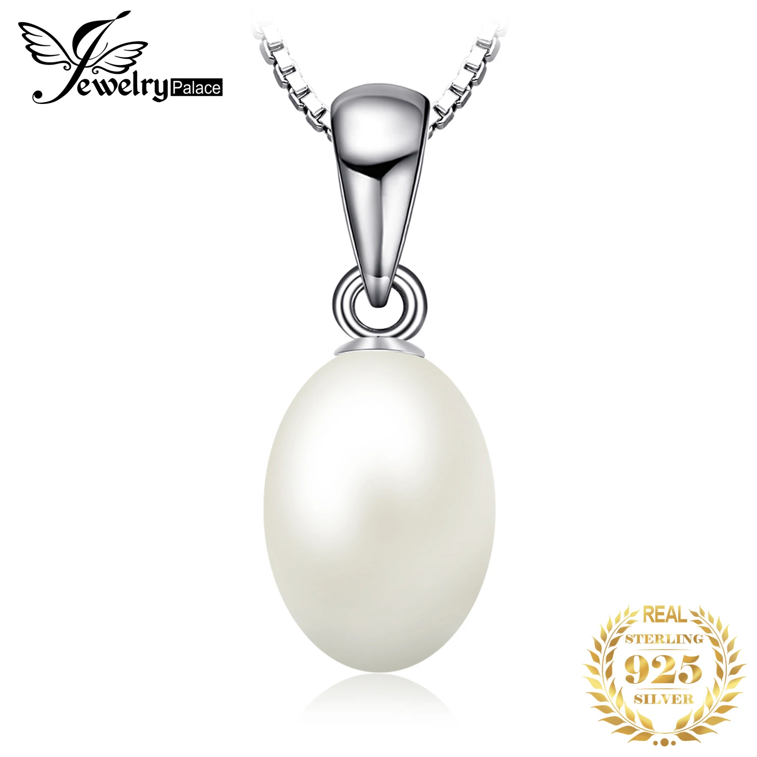 

JewelryPalace Freshwater Pearl Pendant Necklace 925 Sterling Silver Gemstones Choker Statement Necklace Women Without Chain