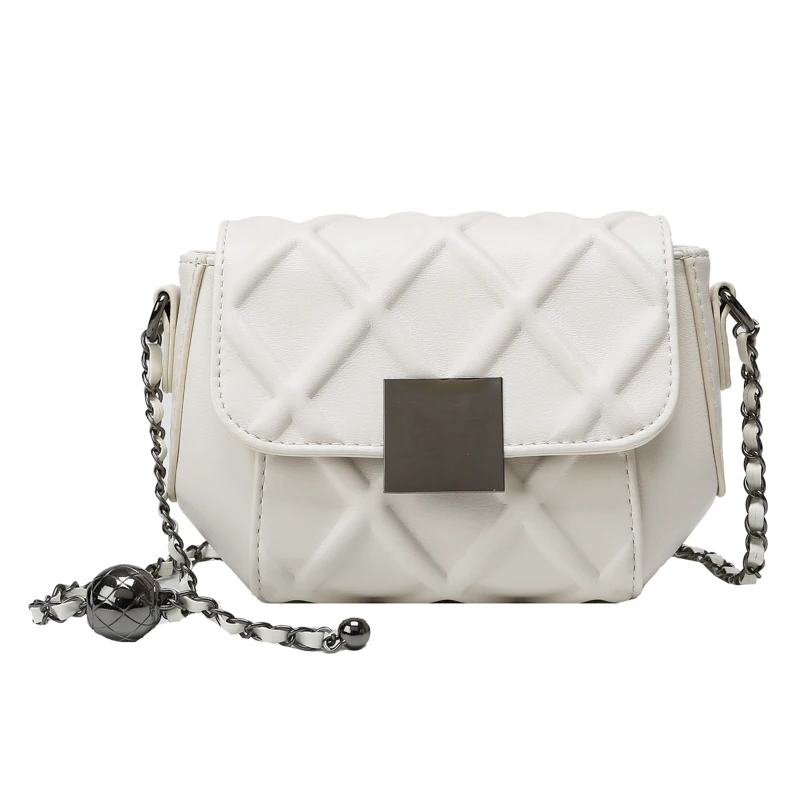 

2021 Korean Style Contrast Color Bag Cover Women's Shoulder Small Square Bag Cute Metal Crossbody Mobile Phone Coin Purse