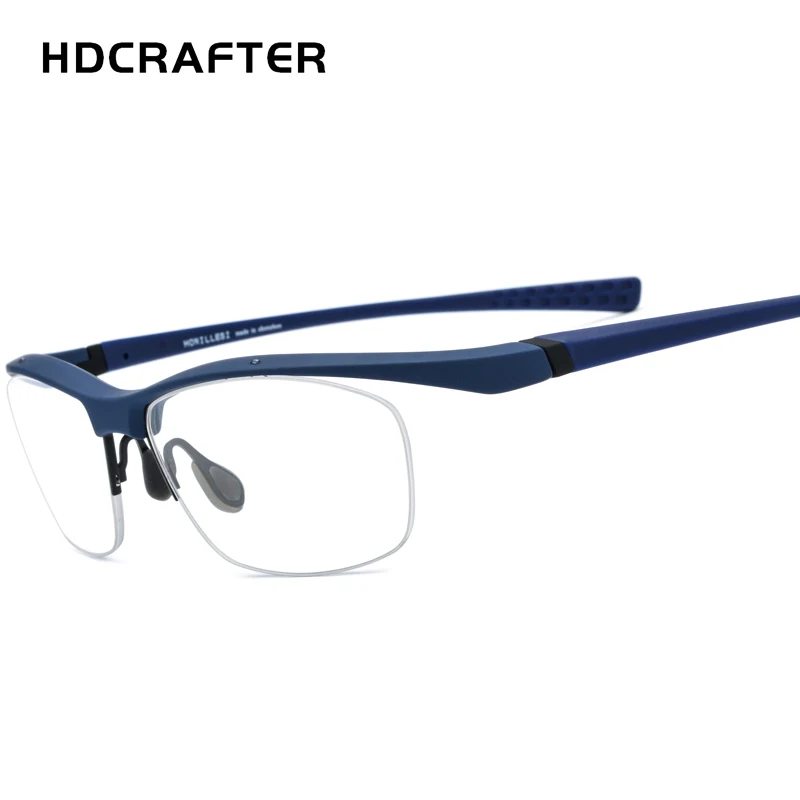 Синий HDCRAFTER NewTR90 очки рамки для мужчин Спорт на открытом воздухе сверхлегкие очки половина рамки близорукость Оптический Рецепт; очки - Цвет оправы: Синий