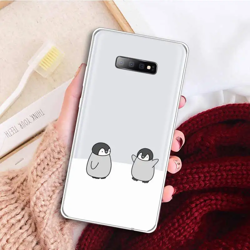 

lovely cute cartoon animal penguin Phone Case Transparent For Samsung Galaxy A 71 21s S note 8 9 10 plus 20 ultra