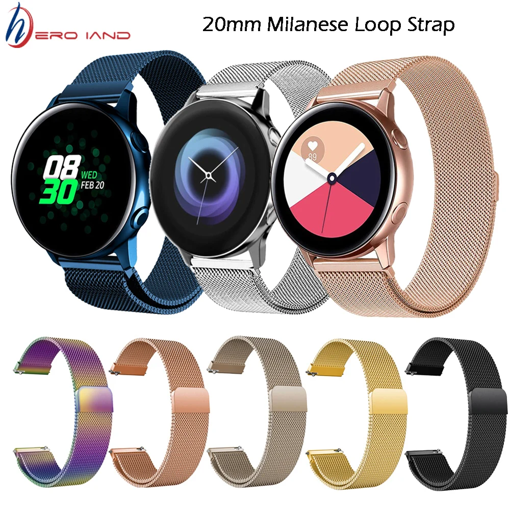 Для samsung Galaxy Watch Active 2 40 мм 44 ремешок Миланский Браслет на петле 20 из нержавеющей