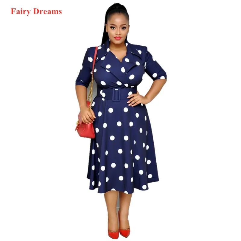 Африканские платья для женщин летнее платье средней длины в горошек белого и