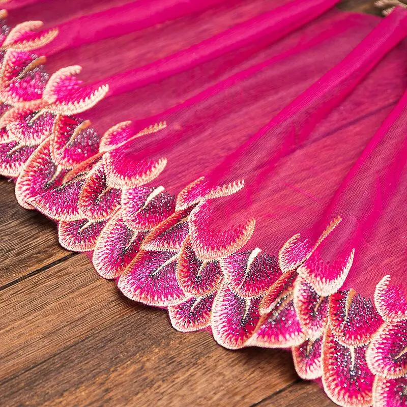 

20cm Wide Color Peacock Mesh Embroidery Lace Home Clothes Underwear Barbie Accessories DIY Scarf Dress Sewing Supplies