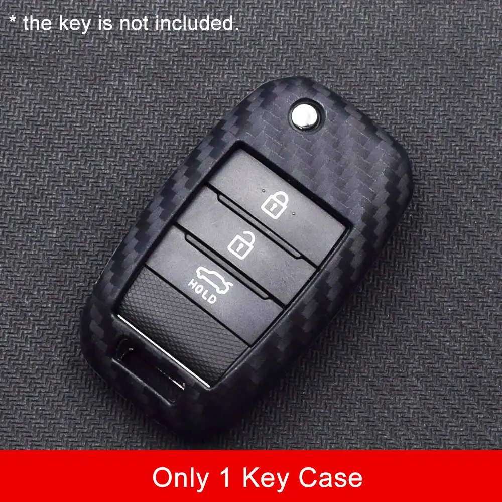 1 Key Case УГЛЕРОДНЫЙ силиконовый чехол для ключей от машины для KIA KX5 Rio Sportage QL Ceed Sorento Cerato K2 K3 K4 K5 Складной Дистанционный чехол для ключа чехол сумка - Название цвета: 1 Key Case