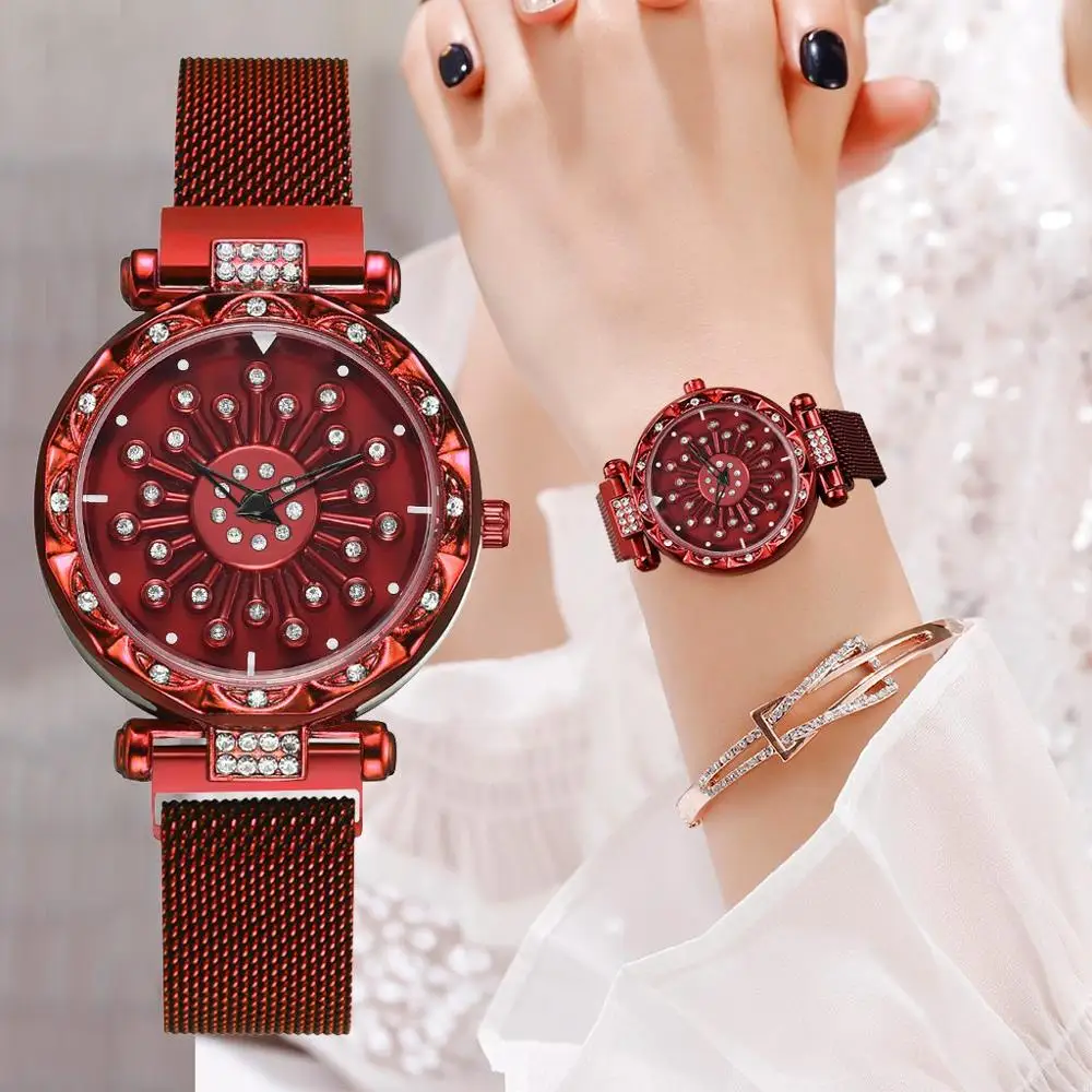 2019 женские золотые часы модные роскошные 360 вращающиеся водонепроницаемые