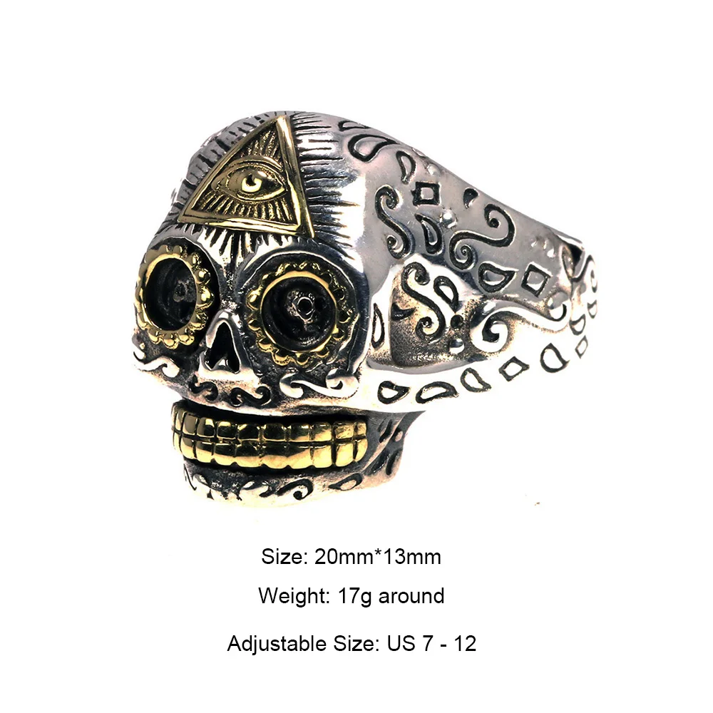 925 пробы Серебряное кольцо с черепом в стиле панк для мужчин и женщин винтажное