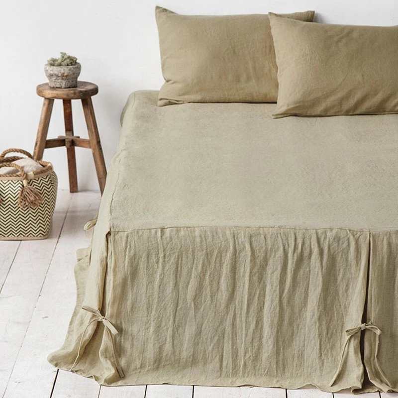 Постельное белье из 100% чистого льна однотонное покрывало для кровати в