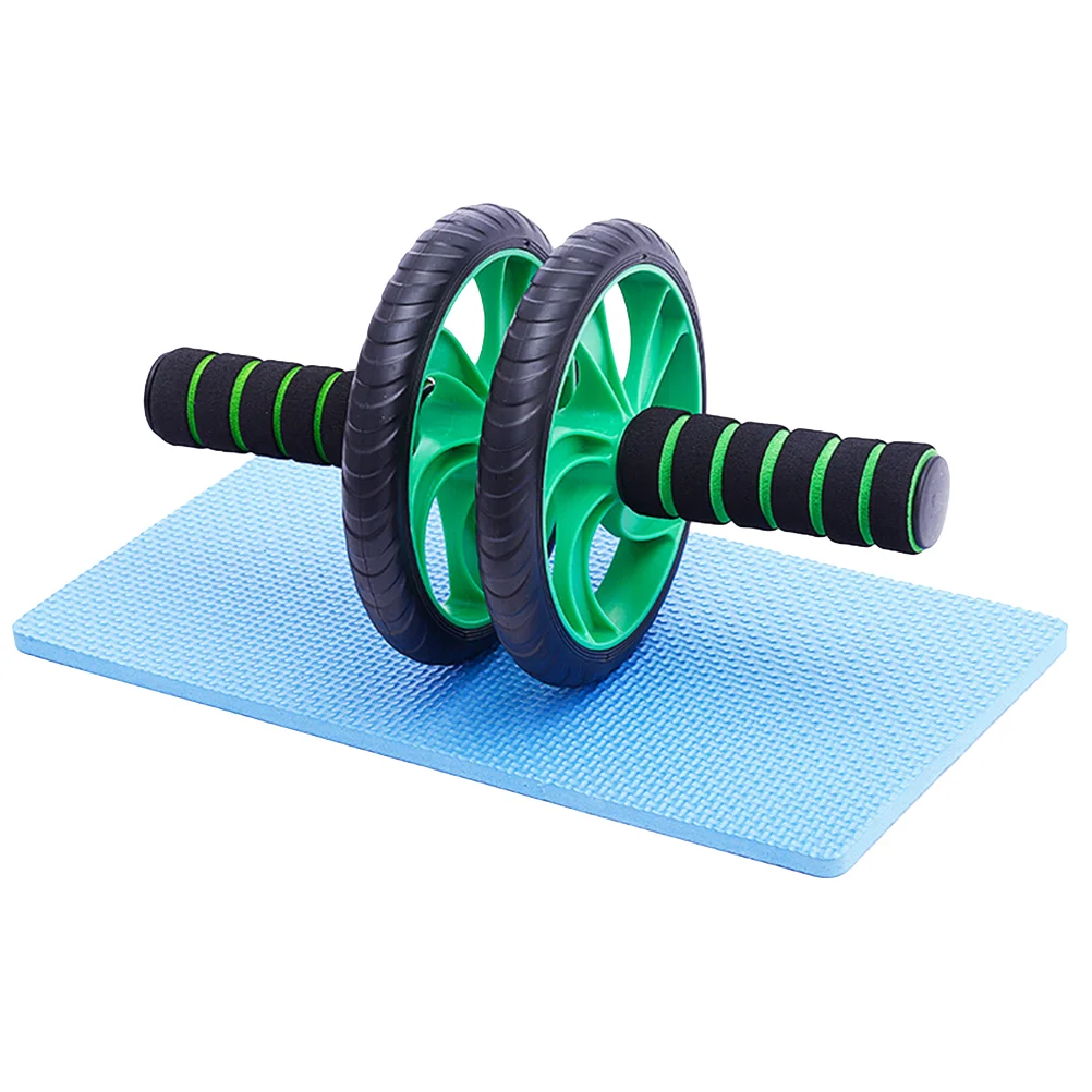 

14 Inch Abdominal Muscle Wheel Mute Belly Roller Automatic Spring Back Two Wheels Fitness Device with Kneeling Pad (Green)
