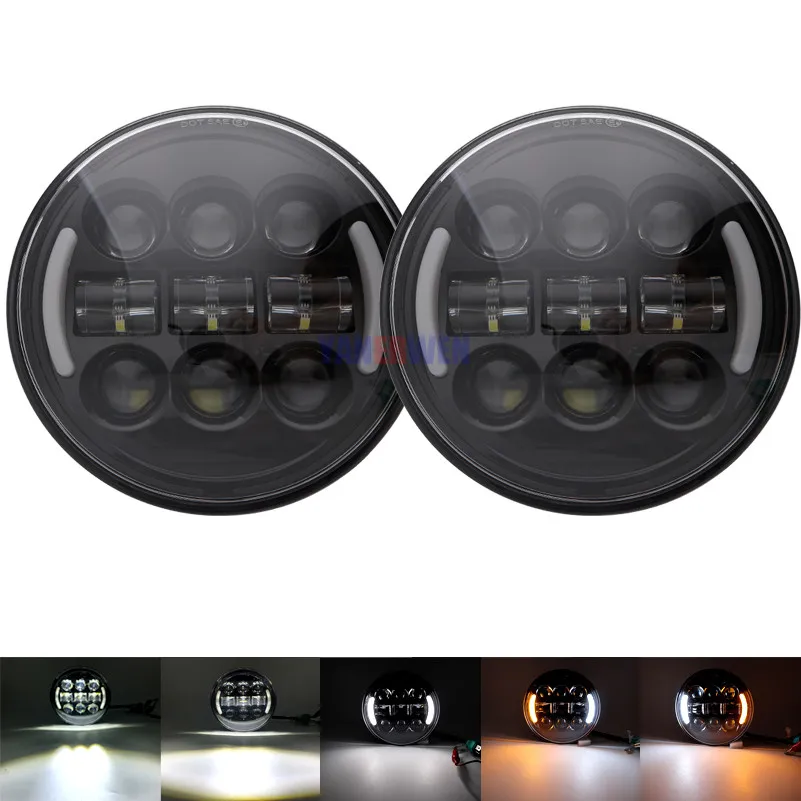 2 PCS Black Light 2X5,75 дюймовое железо 883 Dyna налобный фонарь 5,7" светодиодный фары DRL для ракета «Триумф» iii 3 скорости Tripp& Street Triple 5 3/4" лампа - Цвет: 2 PCS Black Light
