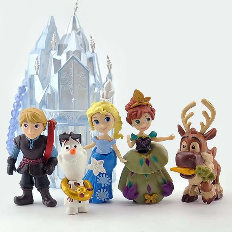 

6pcs/set Disney Princess Figure Toys Frozen Snow Queen Anna Elsa Olaf Snowman Kristoff Sven Action Figure Toy for Children