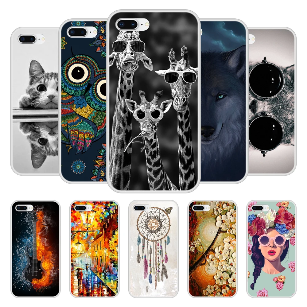 Чехол для Apple iPhone 8 plus мягкий силиконовый чехол телефона из ТПУ с узорчатым