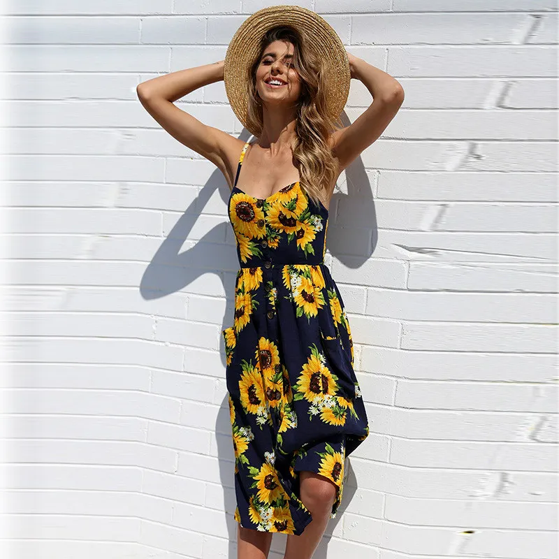 0665 navy blue Lossky, летнее женское платье,, сексуальное, повседневное, на тонких бретельках, v-образный вырез, без рукавов, в полоску, летнее платье, женское, миди платье размера плюс - Цвет: 0665 navy blue