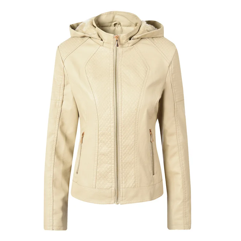 Женская мотоциклетная куртка из искусственной кожи с мехом пальто на молнии