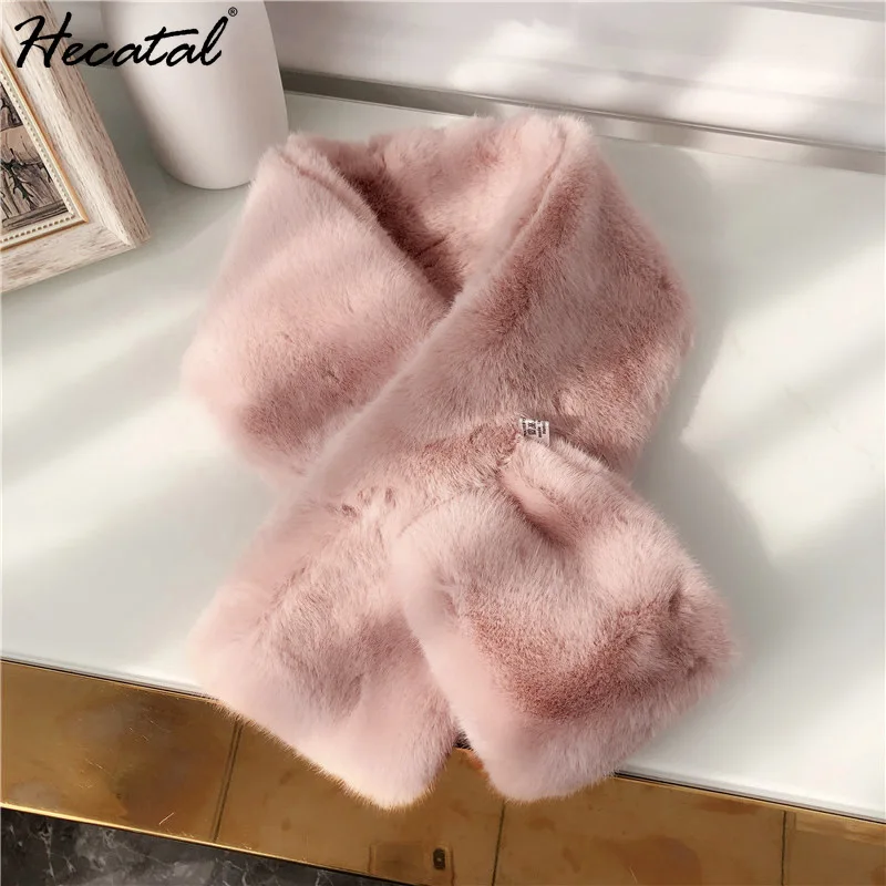Плюшевые шарфы Heeatal для женщин зимний теплый шарф с имитацией меха осенний