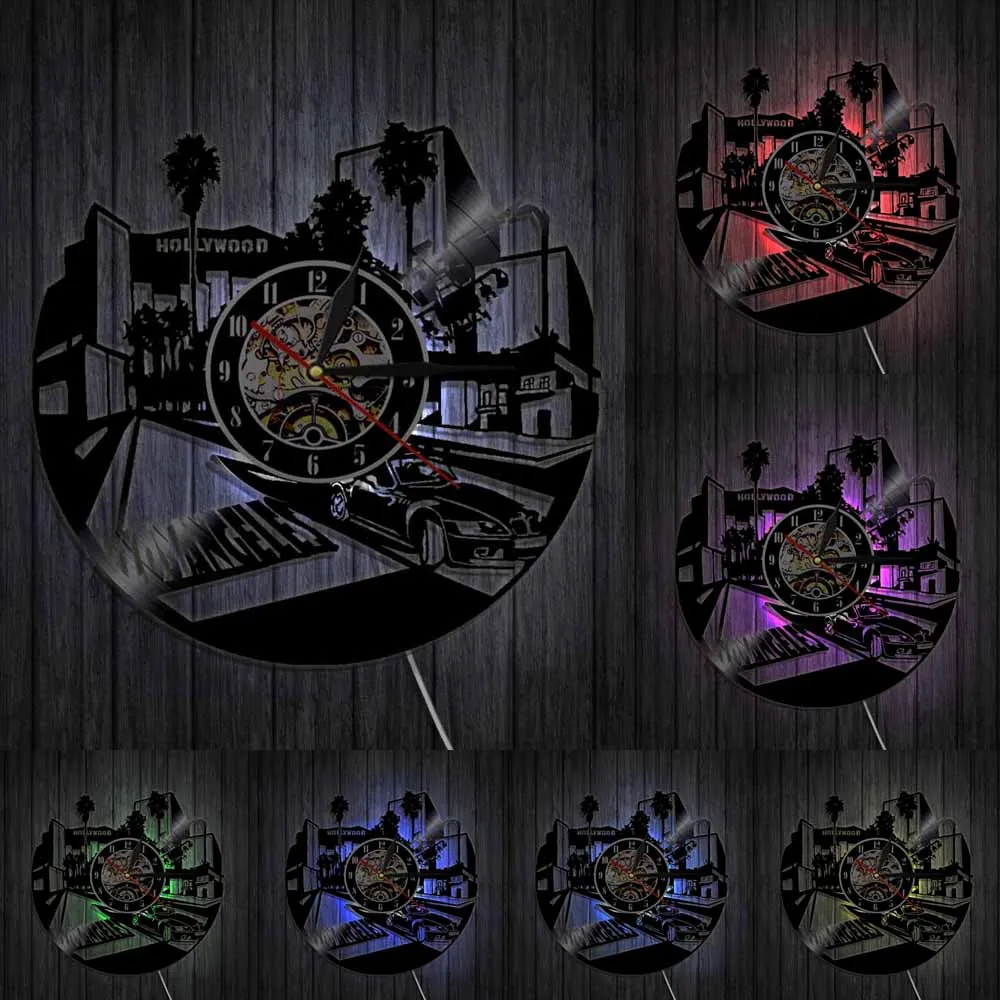 Настенные часы в стиле милитари виниловые для путешествий по США подарок на