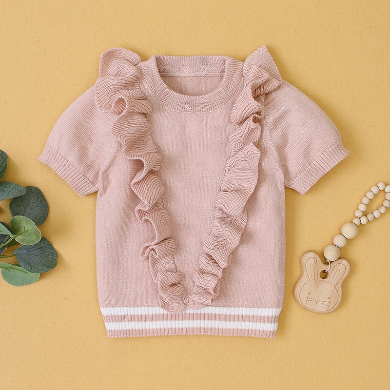 PatPat 2020 новый весенне летний осенний Топ с воланами спереди и коротким рукавом для