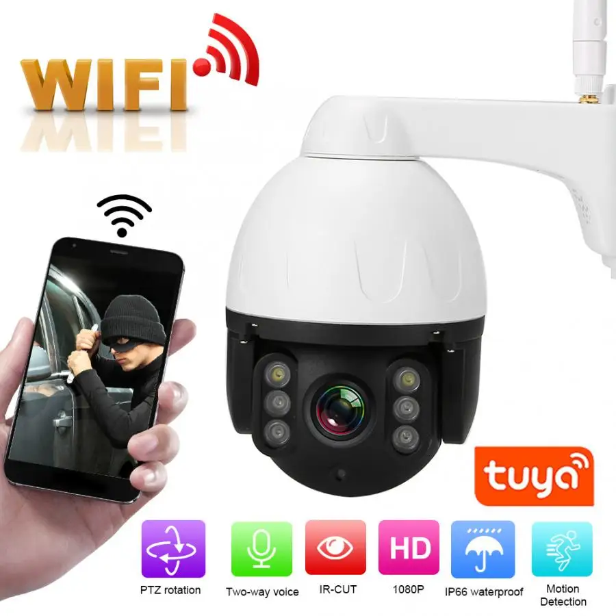 Водонепроницаемая купольная инфракрасная Ночная PTZ камера 1080P HD Wi Fi с поддержкой