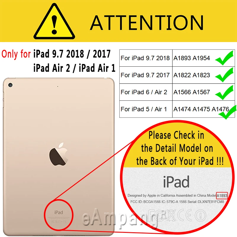 360 градусов вращающийся Смарт чехол для Apple iPad Air 1 2 5 6 5th 6th Поколения 9 7 2017 2018 A1822 A1823