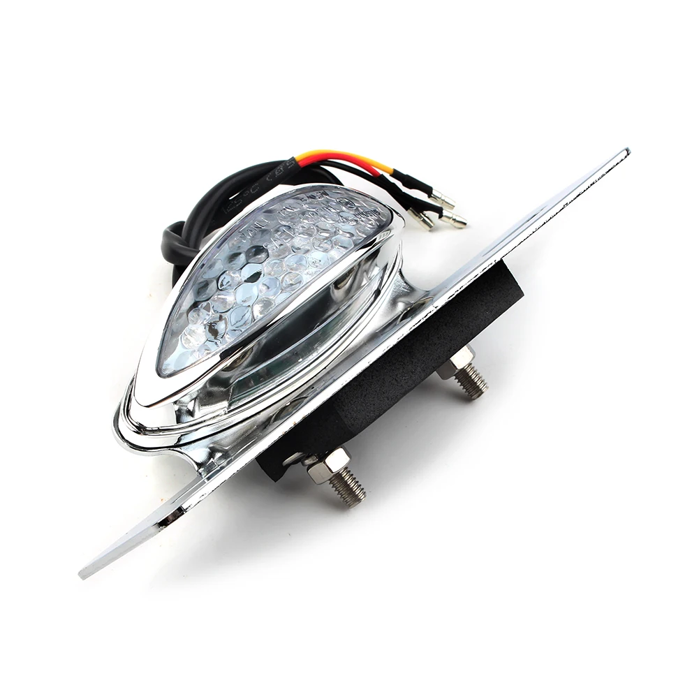 

Rear License Plate Brake Stop Tail Light Turn Signals Chrome Bracket for Cafe Racer Motorcycle
