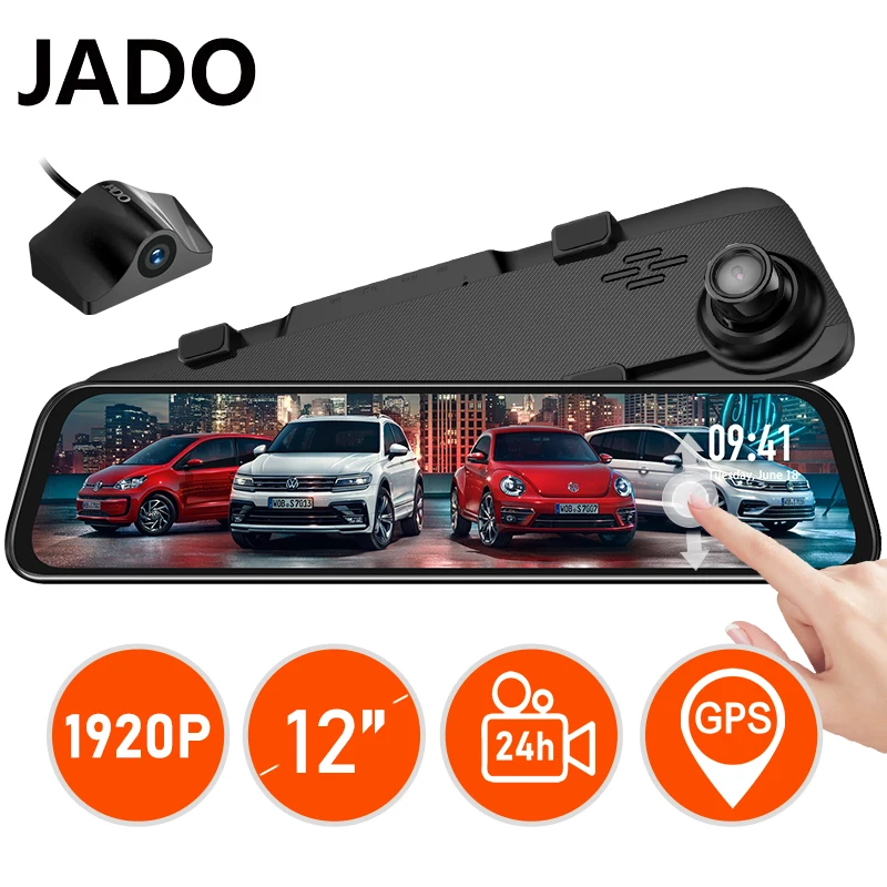JADO G840S спереди 1296P зеркало заднего вида 1080P 12 дюймовый автомобильный