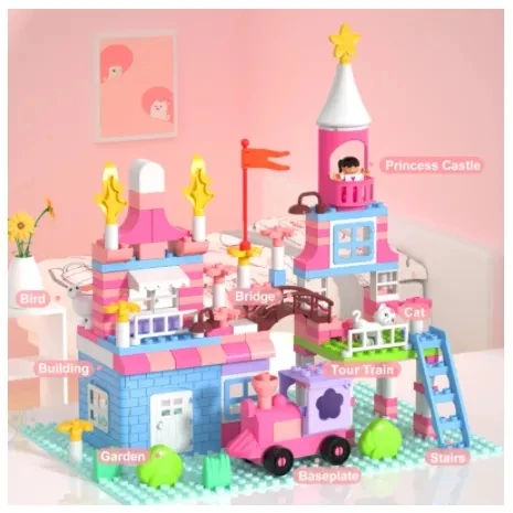 Замок принцессы розовый из кубиков игрушка сделай сам для девочек дом большого