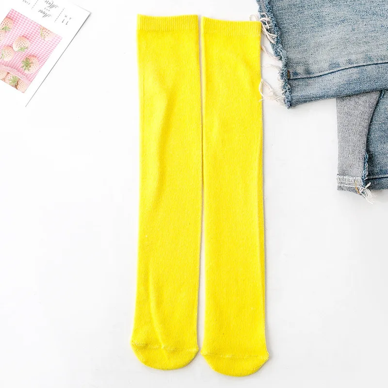 Yellow Long Socks Детские гольфы, детские носки, хлопковые носки для малышей, гетры до колена, милые носки для мальчиков и девочек, детские носки, 3-12 лет - Цвет: Yellow Long Socks