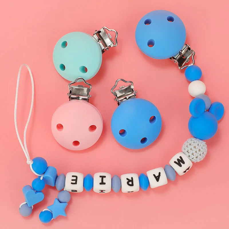 TYRY.HU-Pinzas redondas de silicona para chupete de beb&eacute;, accesorios de cadena para chupete, sin BPA, 5 unids/set por juego-5