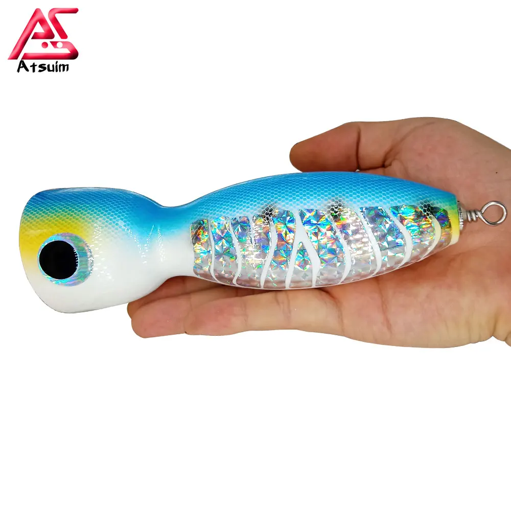 

AS 125g145g Trolling Cast Bait Glow Popper Tuna Wood Lure Boat Fishing BKK Treble Hooks Saltwater Topwater Carp SwimBait Leurre