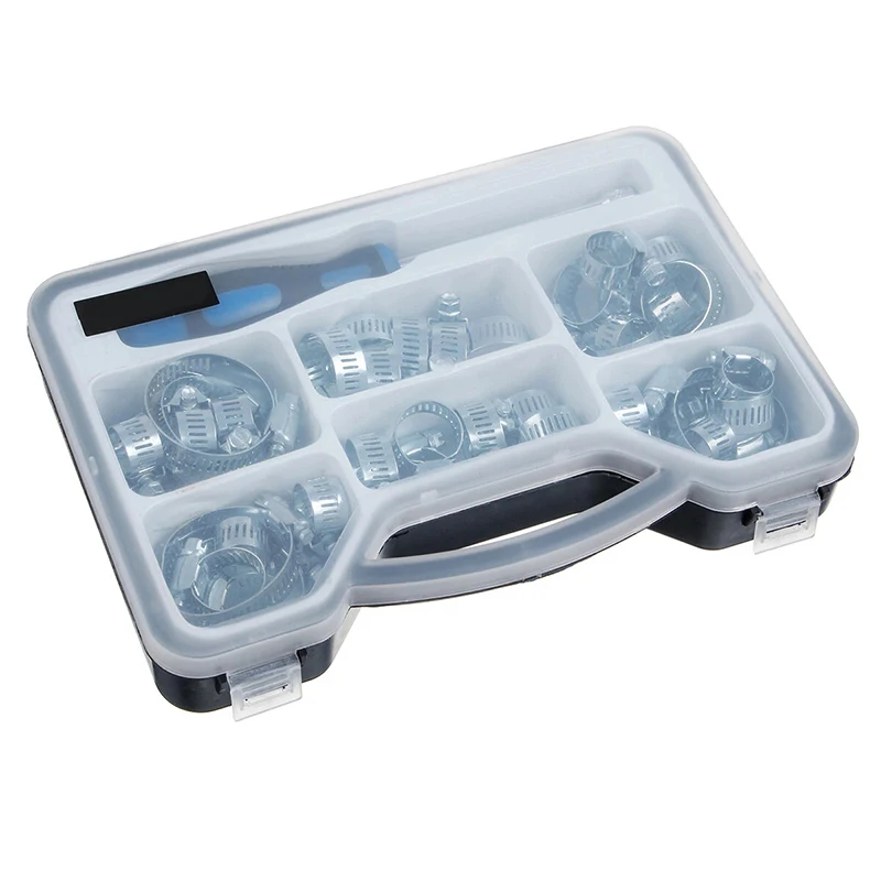 

40pcs Set Stainless Steel Hose Pipe Clips Clamps Adjustable Screw Band Oil Pipe Fastener Spring Clips