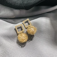 ustar new bird nest drop earrings for women female pearl geometric dangle earrings statement party jewelry gifts