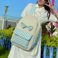 simple women nylon large capacity backpack female preppy style bagpack for girls plaid school bag casual lady anti theft mochila