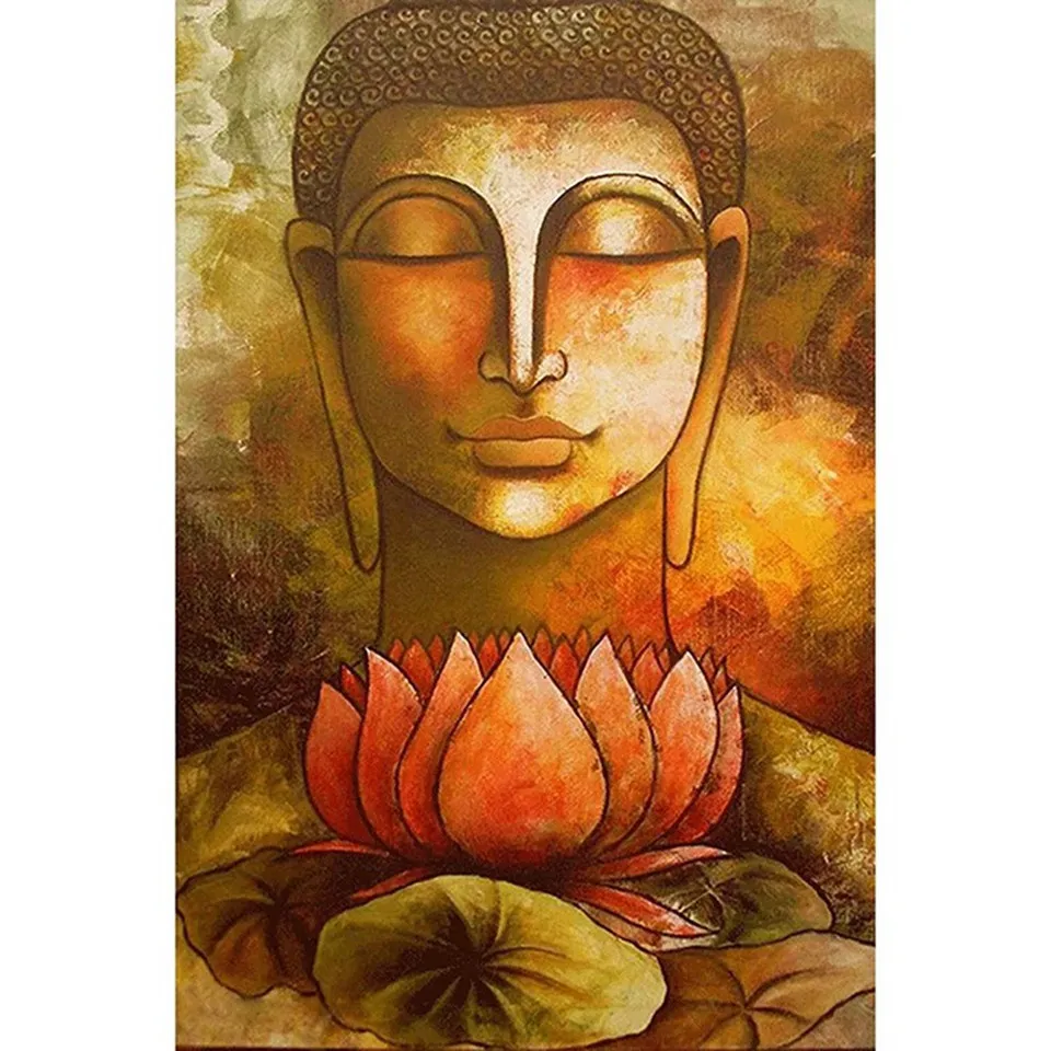 

New home5D DIY Diamond Painting Kit full of round diamond inlaid embroidery cross stitched portrait Buddha mural home decor gift