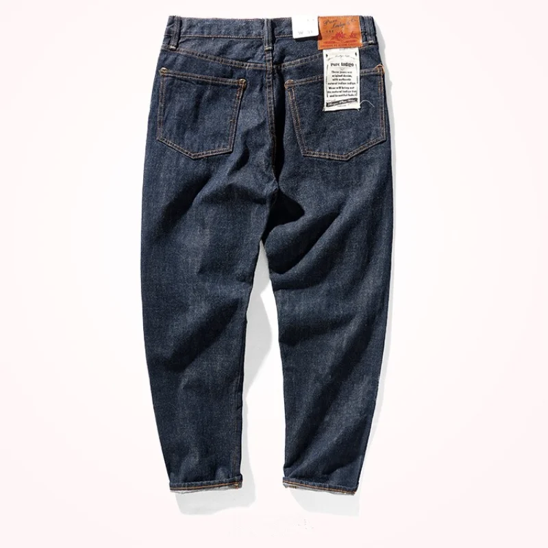 Red Ear Edge Jeans Men Amekaji Retro Autumn and Winter Heavy and Thick One Wash Primary Color Cattle Pants