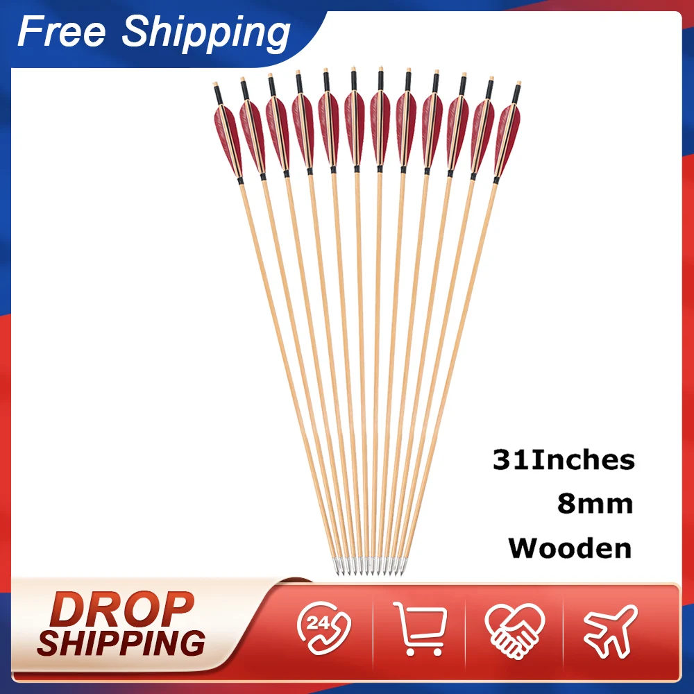 31 дюйм, деревянные стрелы, традиционные ручная работа, 5 дюймов, перья индейки, бамбуковый вал, самостоятельная цель, Рекурсивный лук для стр...