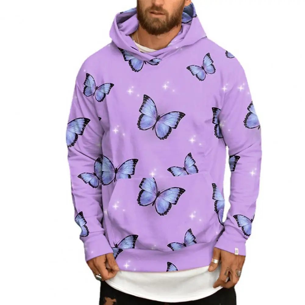 

Мужская толстовка 2021, пуловер с карманами и принтом бабочек, толстовка с капюшоном и длинным рукавом, Мужская толстовка, уличная одежда