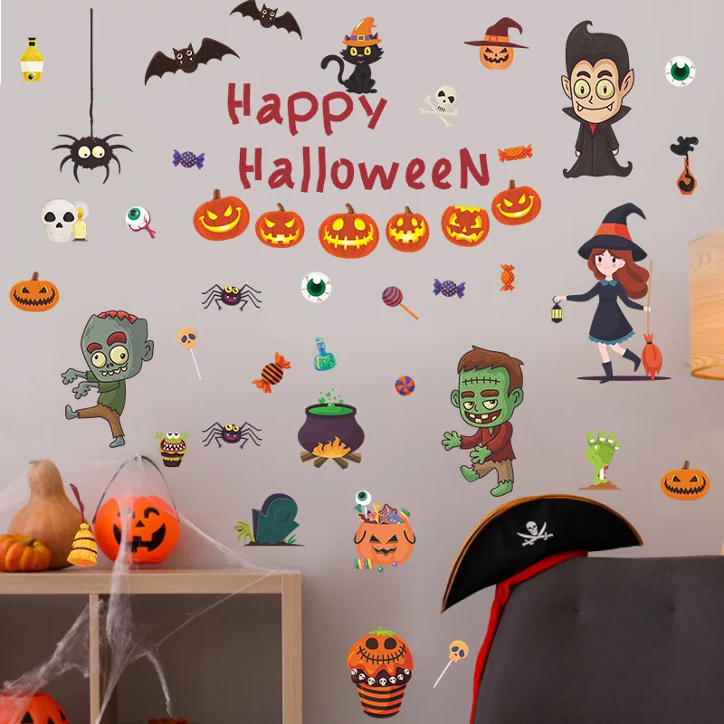 

Halloween Decorations PVC Window Stickers Pumpkin Grimace Tree Wall stickers DIY Horror Wall Stickers Scarecrow Static Stickers