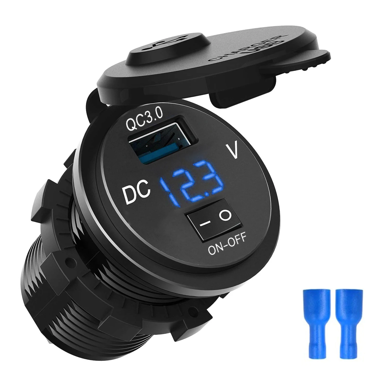 

4 Times Faster Car USB Socket Charger 3 Colors With ON/OFF Switch 1 USB Port Motorcycle Boat LED Voltmeter Socket Charger