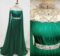 aso ebi 2021 arabic green long evening dresses beaded crystals chiffon sexy formal party second reception prom gowns vestidos