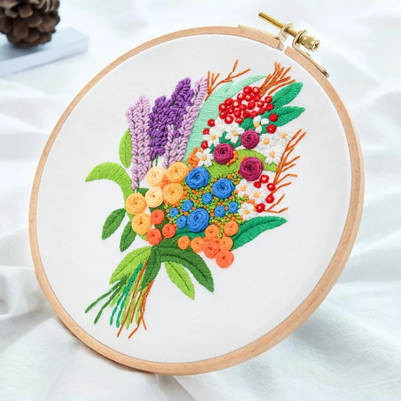 Beauty Flowers Embroidery Ribbon Kit for Beginner Needlework Kits Cross Stitch Arts Crafts Sewing Home Decor | Дом и сад