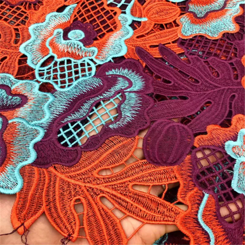 Африканская кружевная ткань Вышитое кружево с бусинами африканская