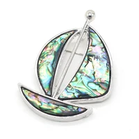 exquisite brooches pins natural shell sailboat pendant charms for women jeweley gift dress accessories elegant 40x56mm
