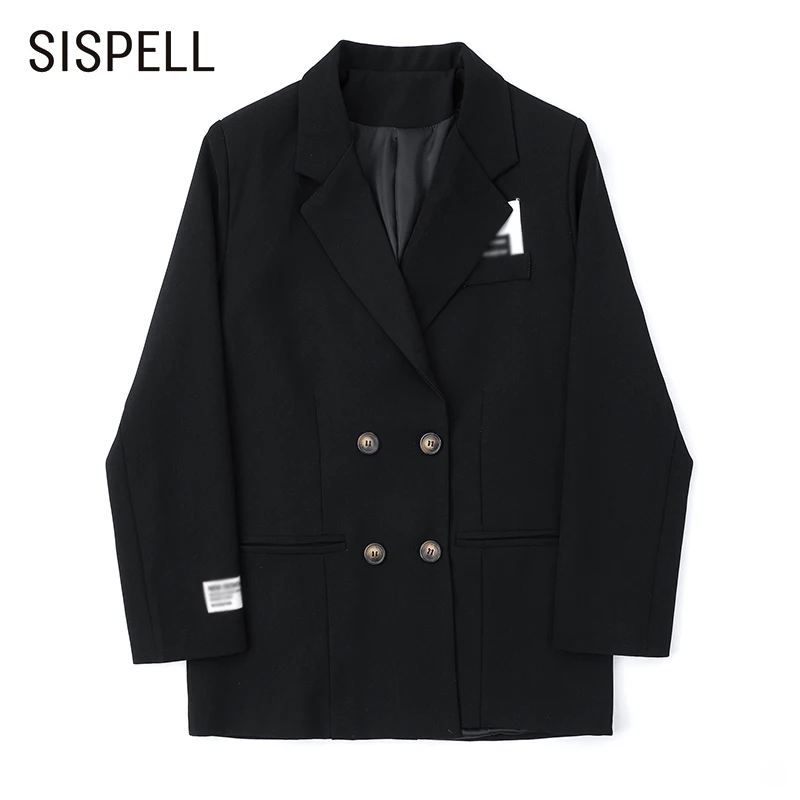 

Женский лоскутный Блейзер SISPELL, Свободный Повседневный пиджак с отложным воротником и длинным рукавом, с высокой талией