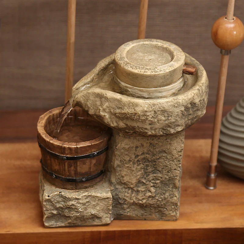 110V / 220V кран фонтан воды Смола винтажное украшение ремесла дома фэн шуй