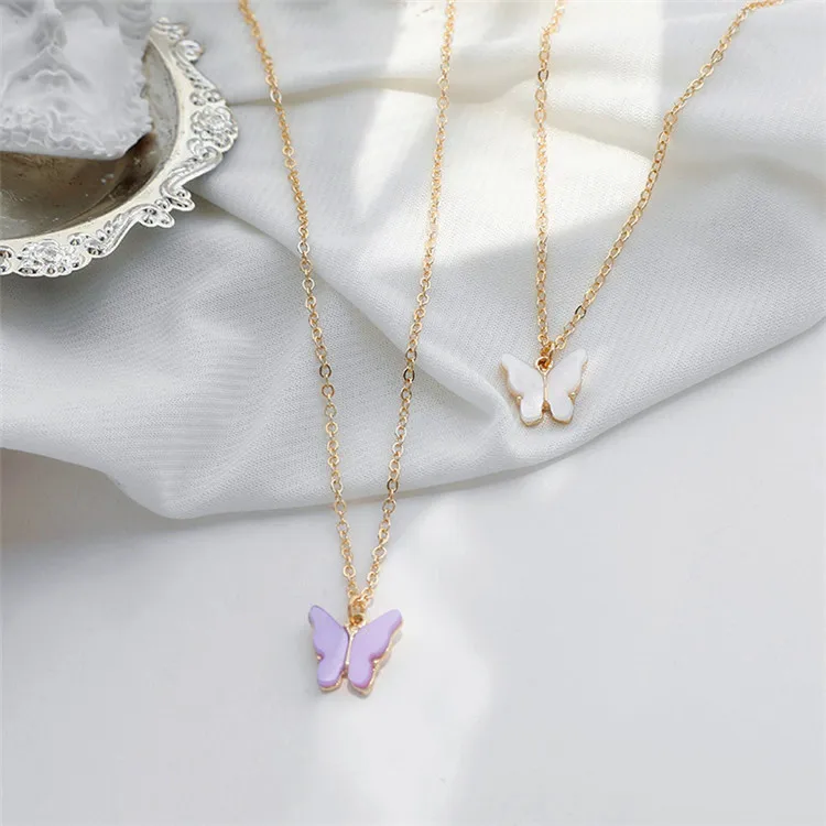 

Cute Butterfly Necklace for Women Gold Color Collarbone Chain Pendant Necklace Statement Fashion Charm Jewelry Gifts Link Chain
