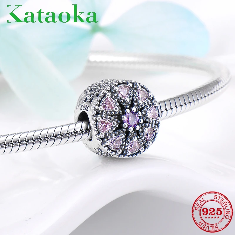 2018 модные увлекательные бусины из стерлингового серебра 925 пробы с розовым