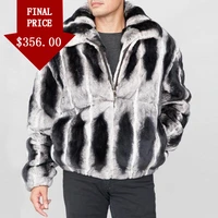 fur jacket men real fur coat fashion bomber jacket winter natural rex rabbit fur outwear warm plus size jacket
